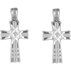 Sterling Silver 22mm Cross Earrings
