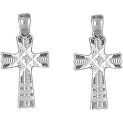 14K or 18K Gold 22mm Cross Earrings