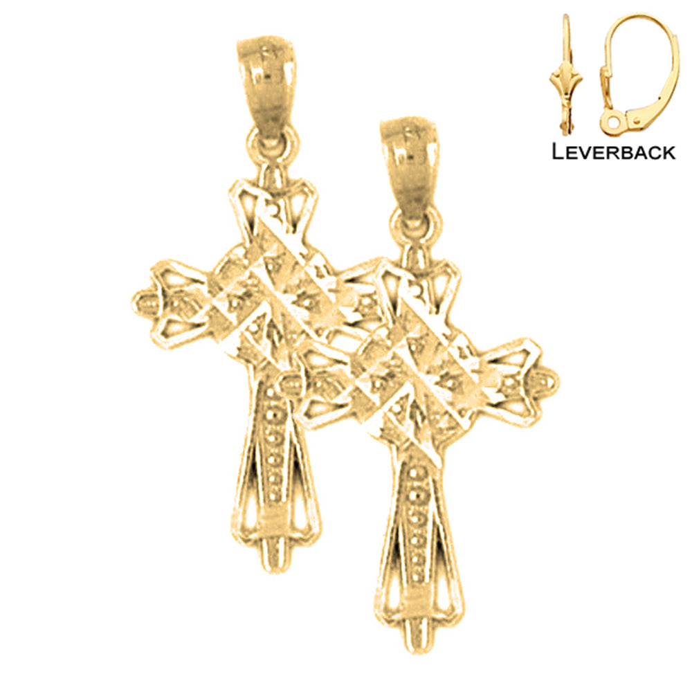 14K or 18K Gold Cross Earrings