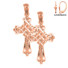 14K or 18K Gold Cross Earrings