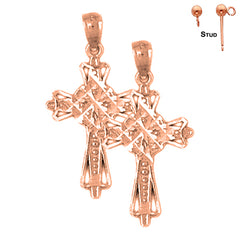 14K oder 18K Gold Kreuz Ohrringe