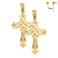 14K or 18K Gold Cross Earrings