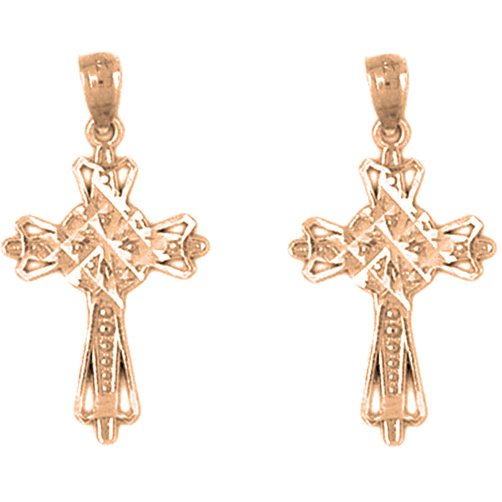 14K or 18K Gold 26mm Cross Earrings