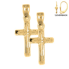 Pendientes de cruz latina de plata de ley de 20 mm (chapados en oro blanco o amarillo)