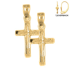 Sterling Silver 20mm Latin Cross Earrings (White or Yellow Gold Plated)