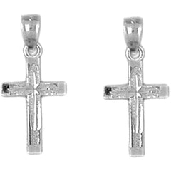 Sterling Silver 20mm Latin Cross Earrings