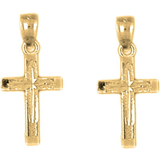 14K or 18K Gold 20mm Latin Cross Earrings