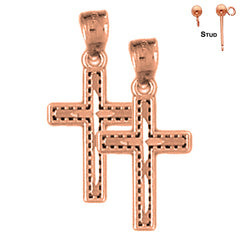 14K or 18K Gold Latin Cross Earrings