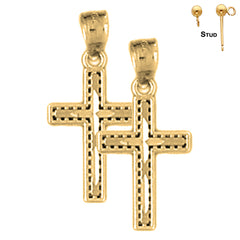 14K or 18K Gold Latin Cross Earrings