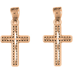 14K or 18K Gold 22mm Latin Cross Earrings