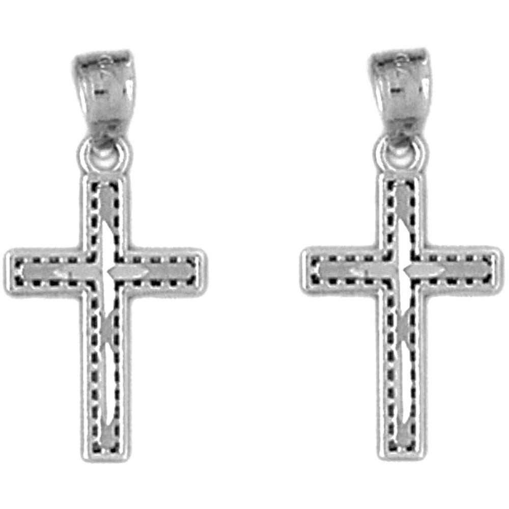 Sterling Silver 22mm Latin Cross Earrings