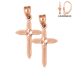 Aretes de Cruz Latina en Oro de 14K o 18K