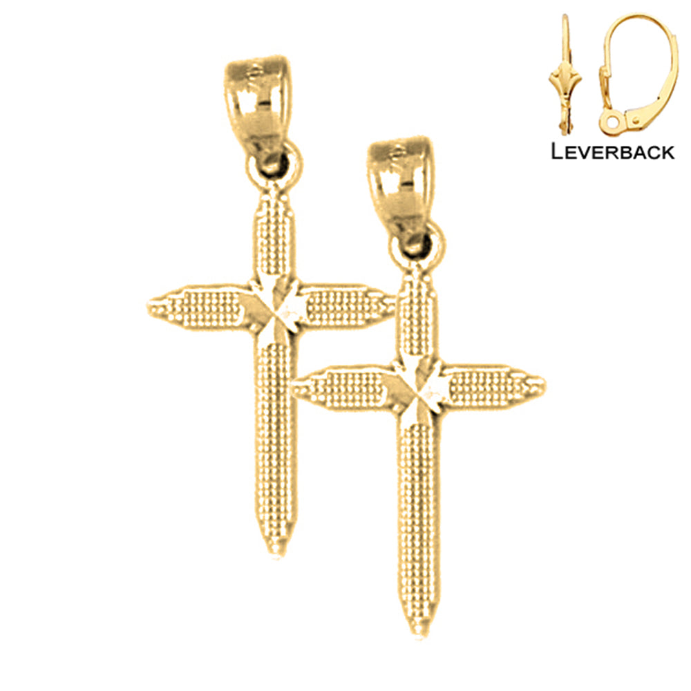 14K or 18K Gold Latin Cross Earrings