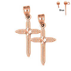 14K or 18K Gold Latin Cross Earrings