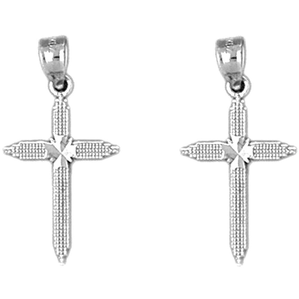 Sterling Silver 24mm Latin Cross Earrings