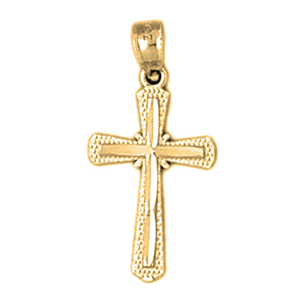 14K or 18K Gold Budded Cross Pendant