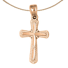 14K oder 18K Gold Knospenkreuz Anhänger