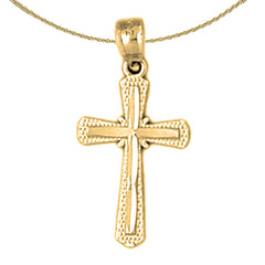 14K or 18K Gold Budded Cross Pendant