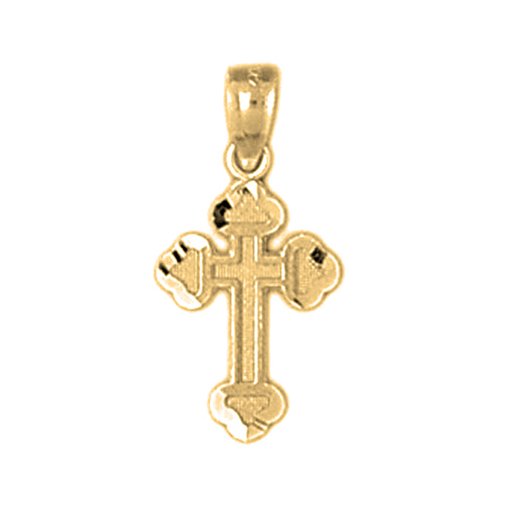 14K or 18K Gold Budded Cross Pendant