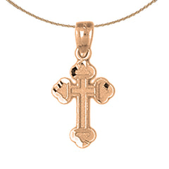 14K or 18K Gold Budded Cross Pendant