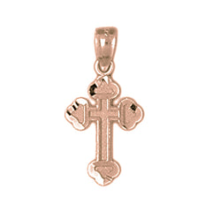 14K or 18K Gold Budded Cross Pendant