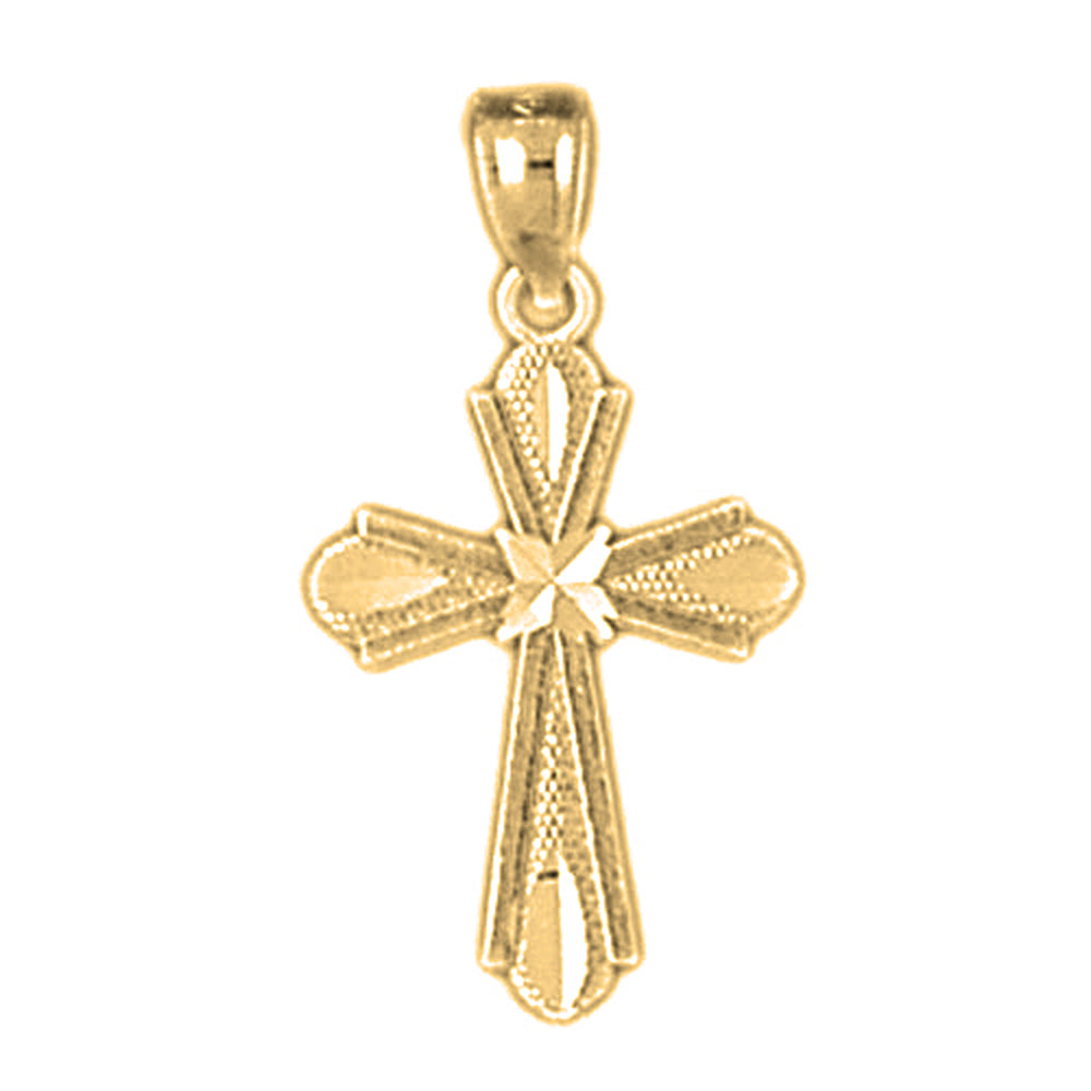 14K or 18K Gold Budded Cross Pendant