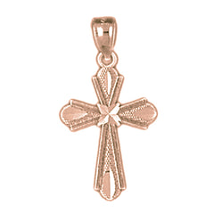 14K or 18K Gold Budded Cross Pendant