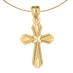 14K or 18K Gold Budded Cross Pendant