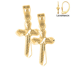 Sterling Silver 20mm Latin Cross Earrings (White or Yellow Gold Plated)