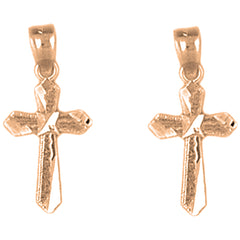 14K or 18K Gold 20mm Latin Cross Earrings