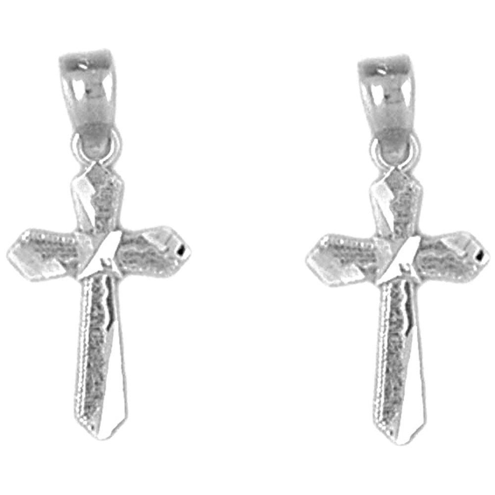 Sterling Silver 20mm Latin Cross Earrings