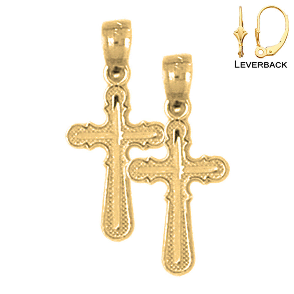 14K or 18K Gold Latin Cross Earrings