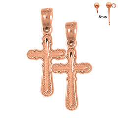 Aretes de Cruz Latina en Oro de 14K o 18K