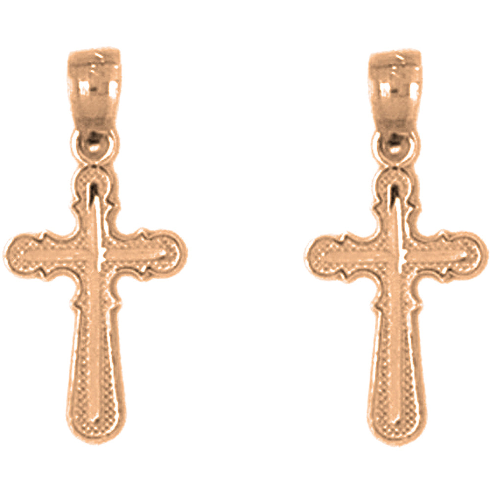 14K or 18K Gold 21mm Latin Cross Earrings