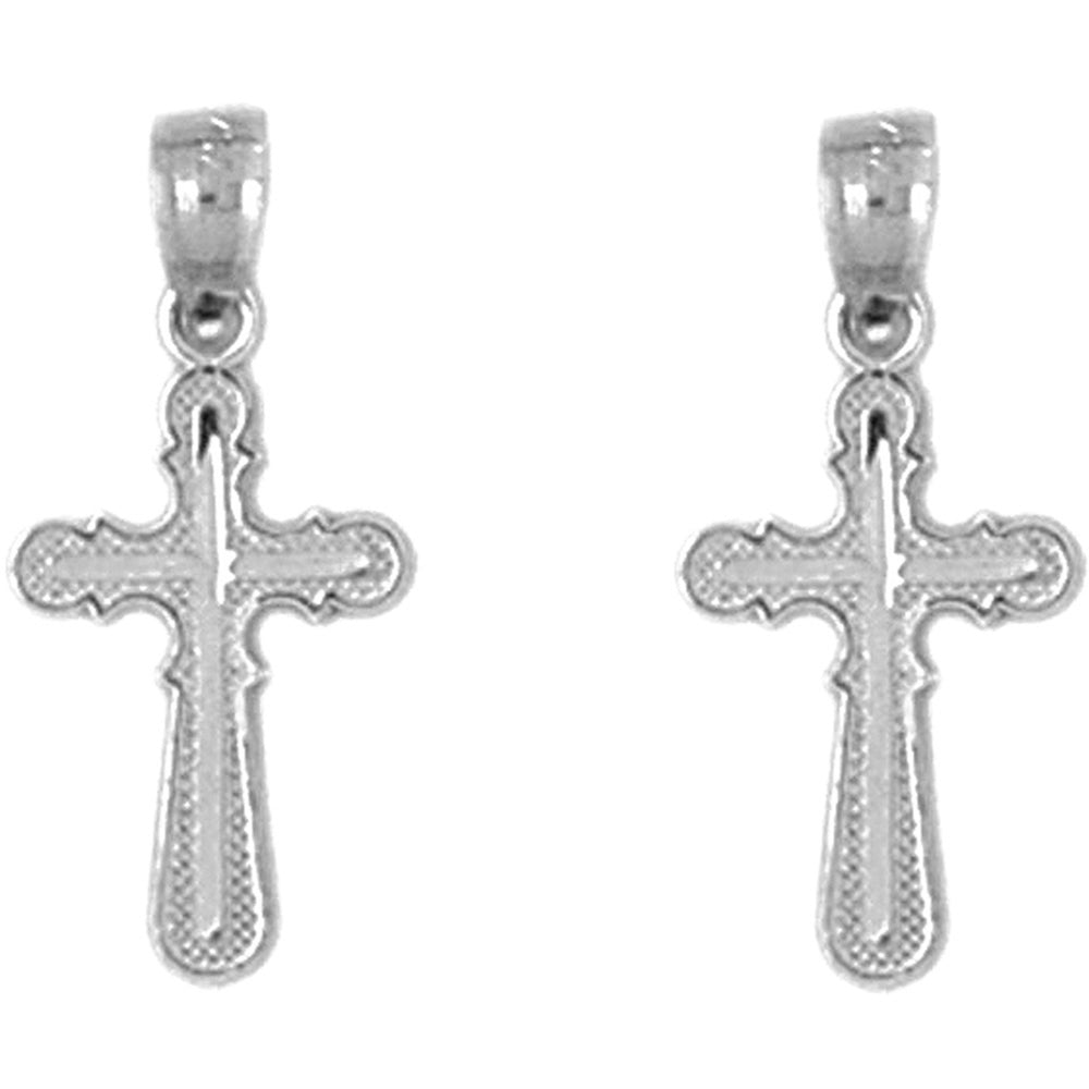 14K or 18K Gold 21mm Latin Cross Earrings