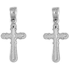 Sterling Silver 21mm Latin Cross Earrings