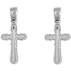 14K or 18K Gold 21mm Latin Cross Earrings