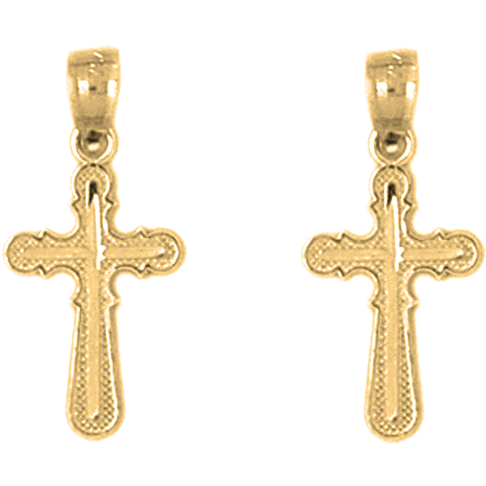 14K or 18K Gold 21mm Latin Cross Earrings