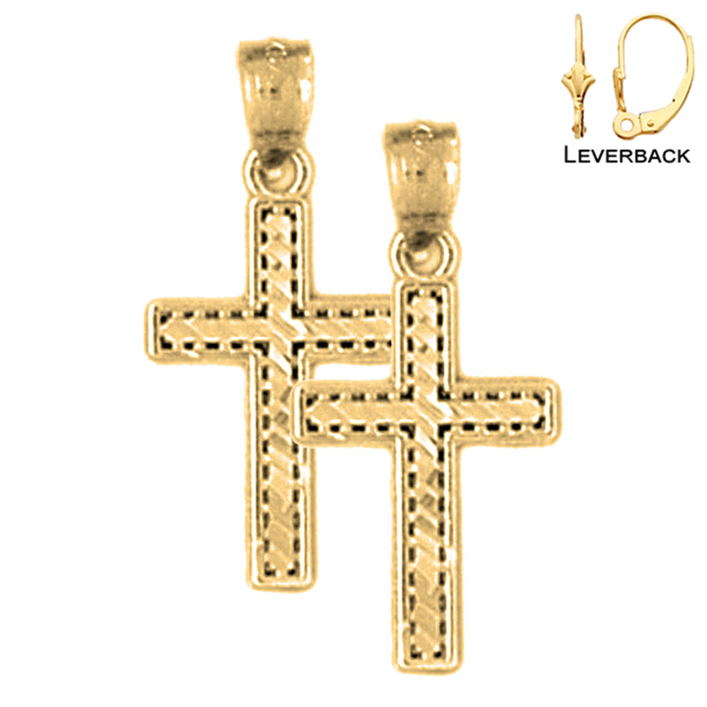 14K or 18K Gold Latin Cross Earrings