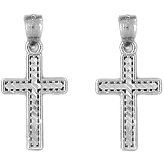 Sterling Silver 21mm Latin Cross Earrings