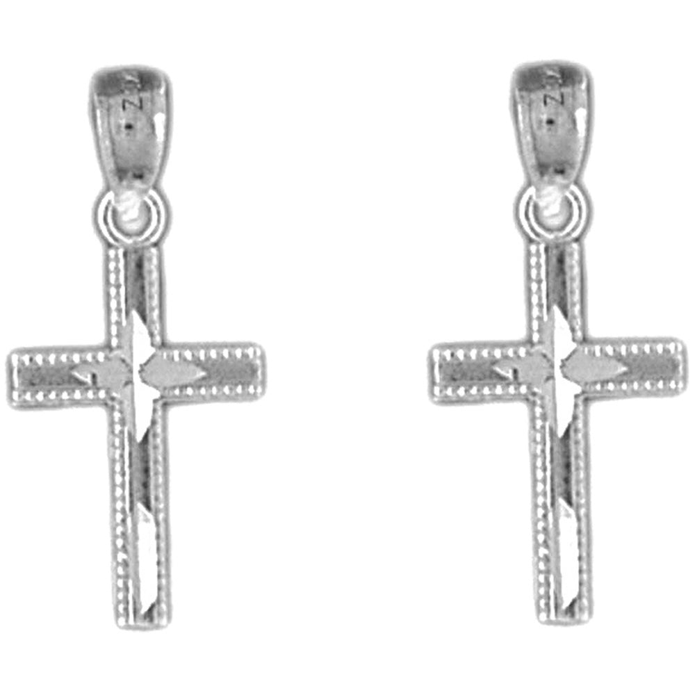 Sterling Silver 21mm Latin Cross Earrings