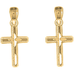 Yellow Gold-plated Silver 21mm Latin Cross Earrings