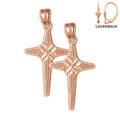 14K or 18K Gold Latin Cross Earrings