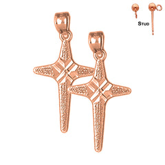 14K or 18K Gold Latin Cross Earrings