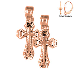 14K or 18K Gold Latin Cross Earrings