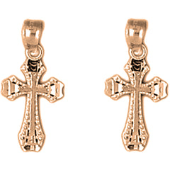 14K or 18K Gold 20mm Latin Cross Earrings