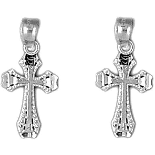 Sterling Silver 20mm Latin Cross Earrings