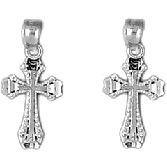 Sterling Silver 20mm Latin Cross Earrings