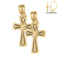 Sterling Silver 20mm Glory Cross Earrings (White or Yellow Gold Plated)