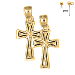 Sterling Silver 20mm Glory Cross Earrings (White or Yellow Gold Plated)